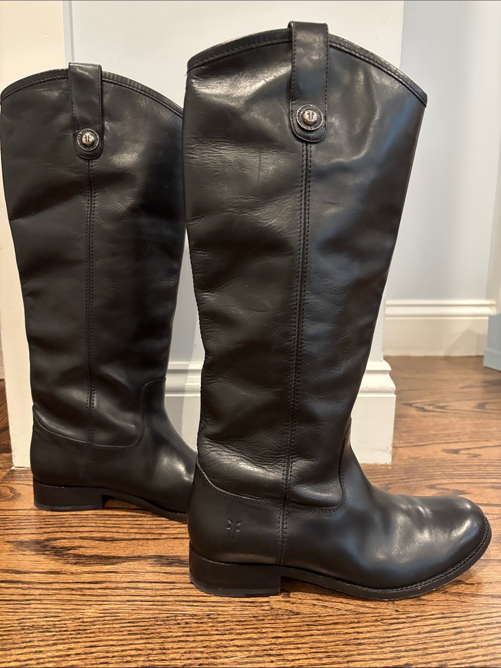 Frye Black Leather Knee-High Riding Boots - Picture 4 of 4
